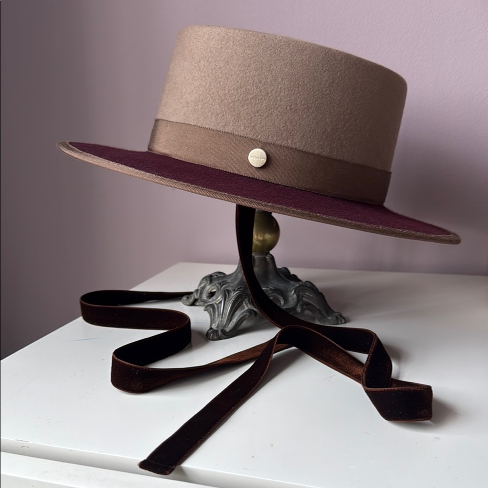 Chapeau d’O Made in Japan Burgundy and Taupe Hat